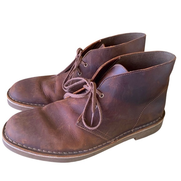 Clarks 15522 Mens Size 10 M Chukka Desert Boots Brown Leather Bushacre - Picture 1 of 6